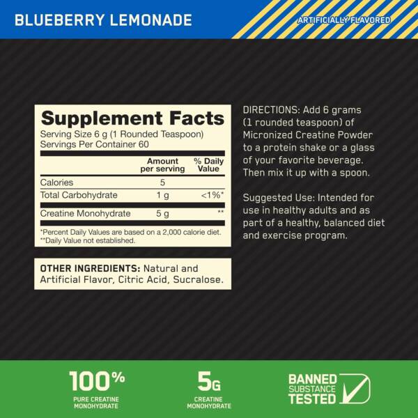 OPTIMUM Micronized Creatine 360G - Blueberry Lemonade - Image 4