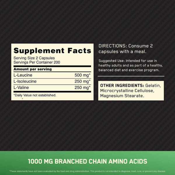 OPTIMUM BCAA 1000 Caps, 60/200/400 Capsules - Image 7