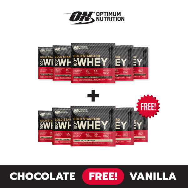 (5 FREE 5) OPTIMUM Gold Standard Whey Sachet - Choc+Van