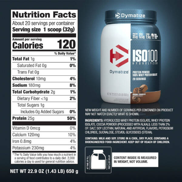 Dymatize ISO100 1.43lb - Gourmet Chocolate - Image 2